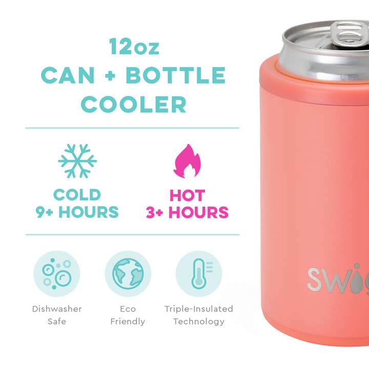 Swig Life - Wholesale Drink Huggers & Koozies - Coral Can + Bottle Cooler (12oz)