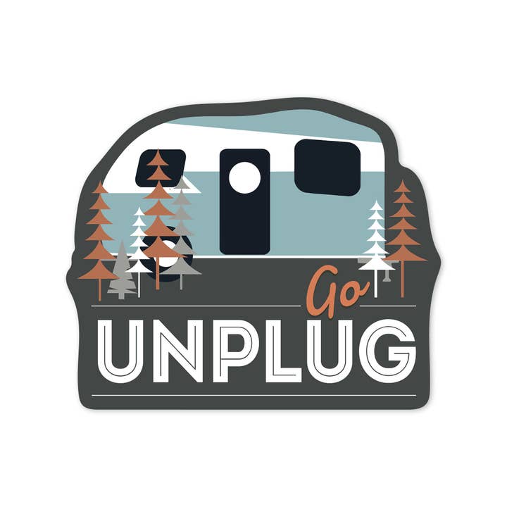 Lantern Press - Wholesale Sticker - STICKERS Go Unplug, Retro Camper9