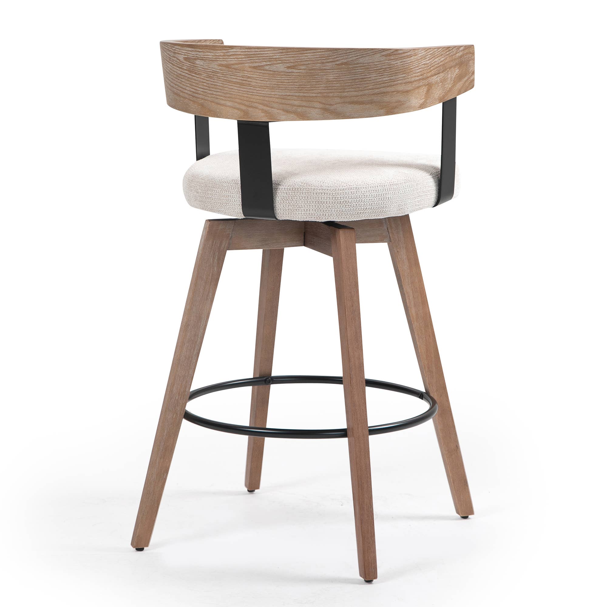 Glamour Home - Wholesale Stool - Beck Beige Linen Fabric Counter Stool with Natural Wood3