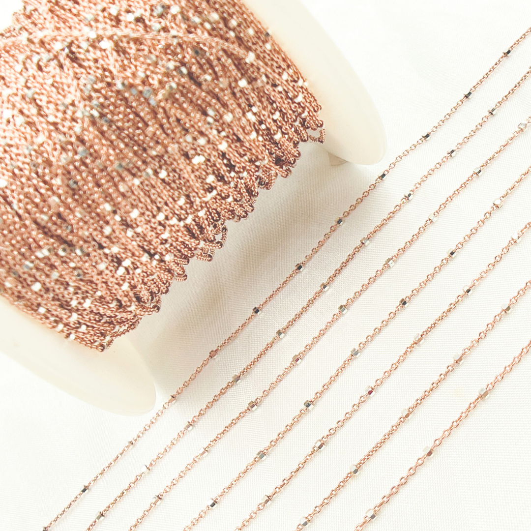 Z36RGS. Rose Gold Plated 925 Sterling Silver Satellite Cube Chain for wholesale on Faire4