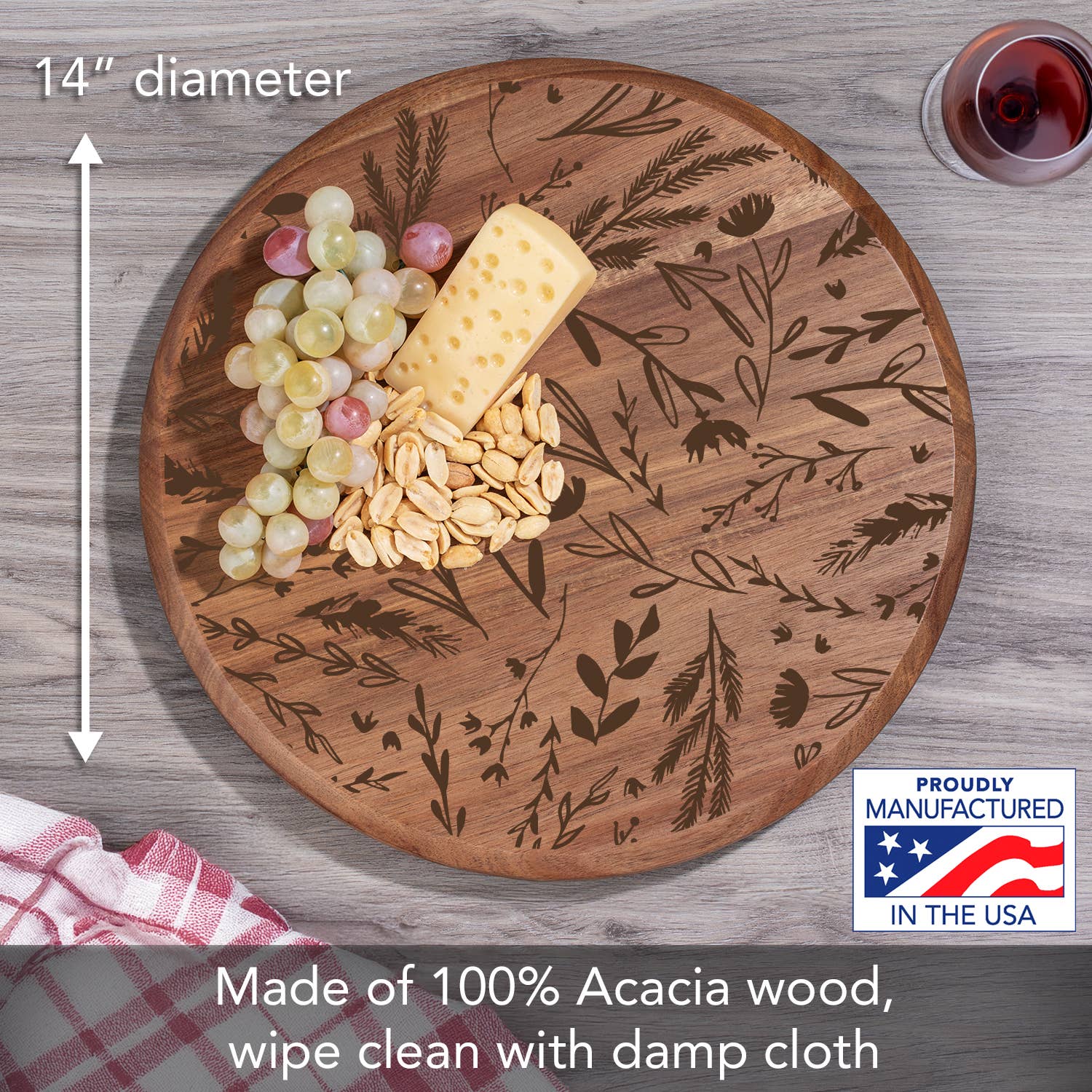 CounterArt/Highland Home/Thirstystone - Wholesale Lazy Susan - Round Acacia Wood Lazy Susan Turntable 14" Round6