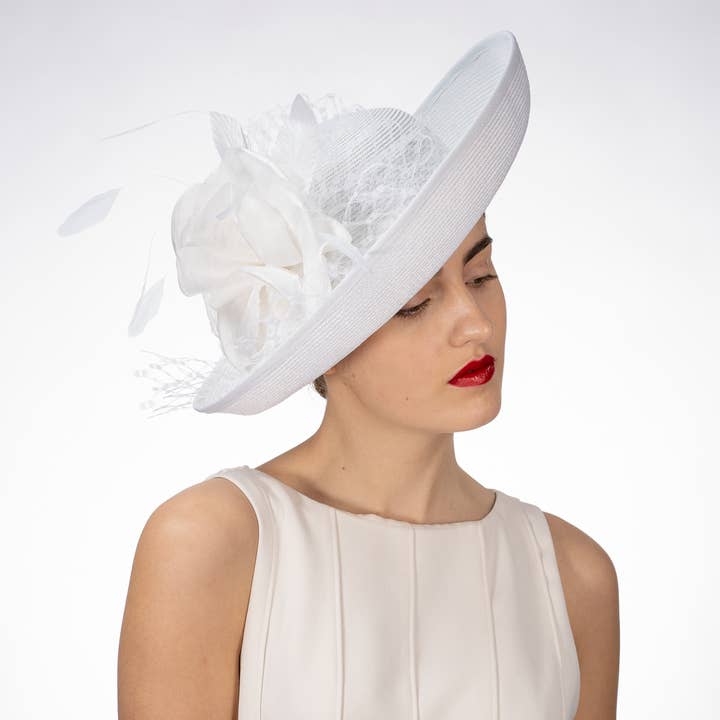 KaKyCo - Wholesale Straw Hat - Women's - 301902 | Silk Flower Veil Poly Straw Church Hats