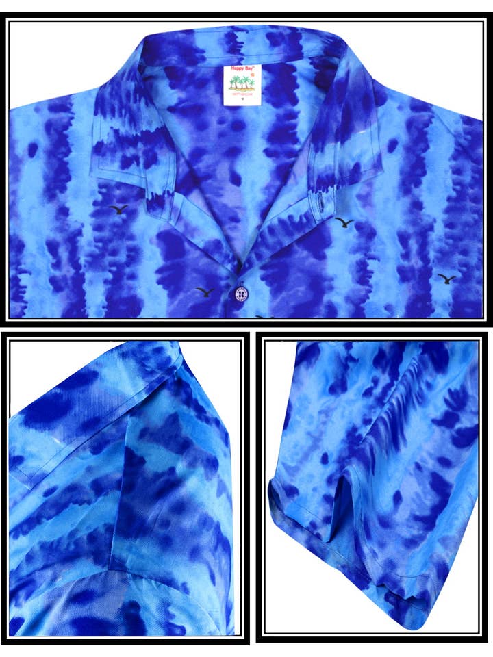 LA LEELA Men Beach Hawaiian Shirt XS Tidal Wave, Drawing for wholesale on Faire