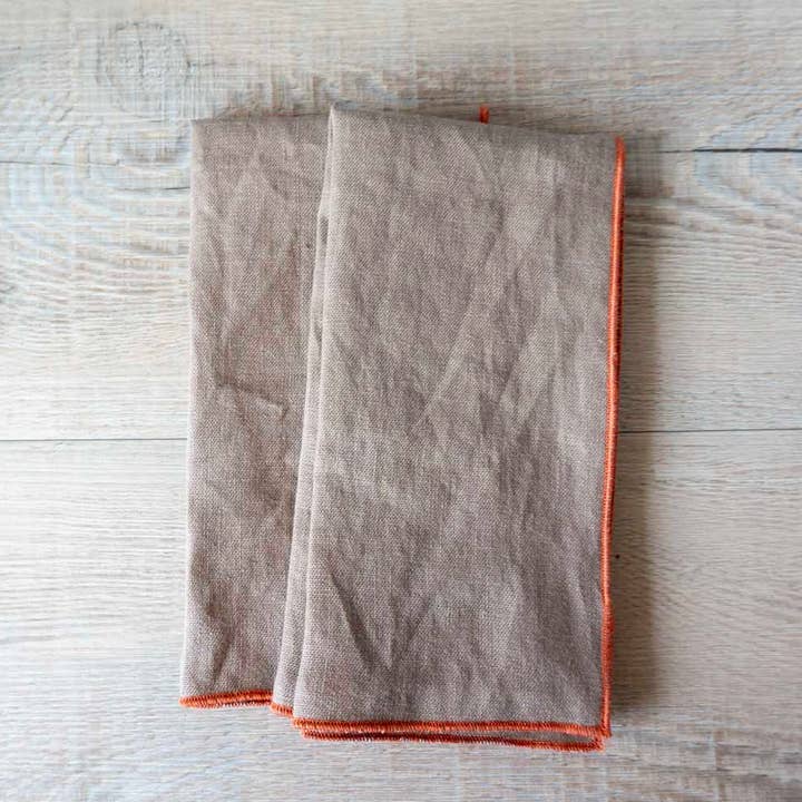 100% Linen Neutral (Hacienda) Cloth Dinner Napkins -Set of 2 for wholesale by West Coast Handmade