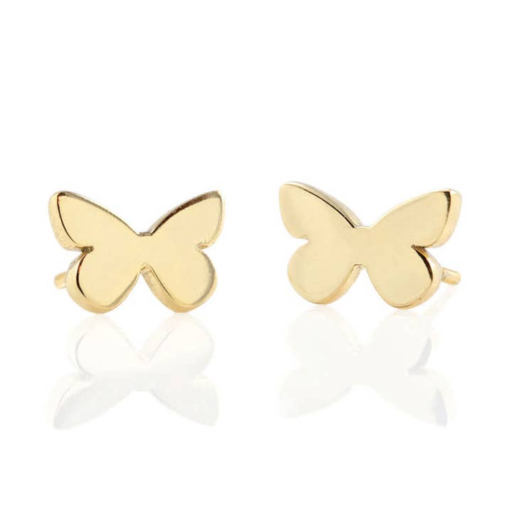 Butterfly Stud Earrings 18K Gold Vermeil | Sterling Silver Nickel Free Hypoallergenic Ships from CA for wholesale by Kris Nations