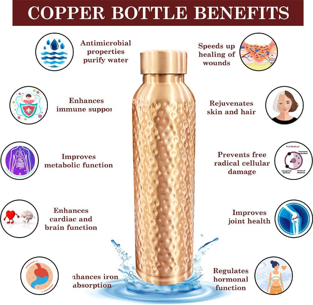 Perilla Home - Wholesale Water Bottle - Oreo Hammered Copper bottle 34OZ2