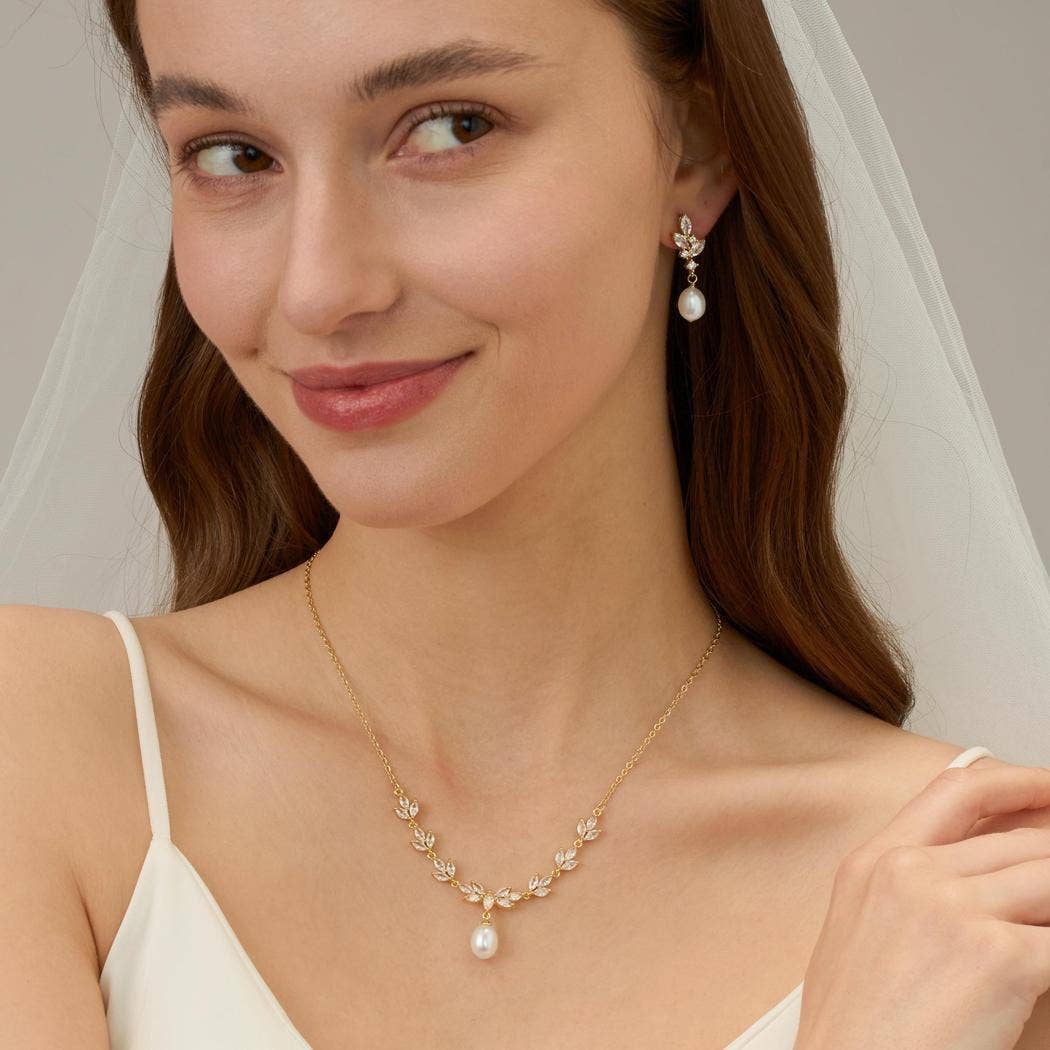 Drrtymagic - Vente Bracelets à breloques/pendentifs - Collier de perles d'eau douce avec ensemble de bijoux en perles et diamants CZ2