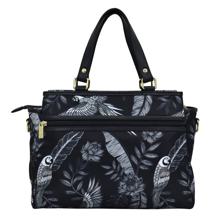 Anuschka & Vanya Lara (Canada) - Wholesale Satchel - Women's - Fabric with Leather Trim Multi Compartment Satchel - 12014