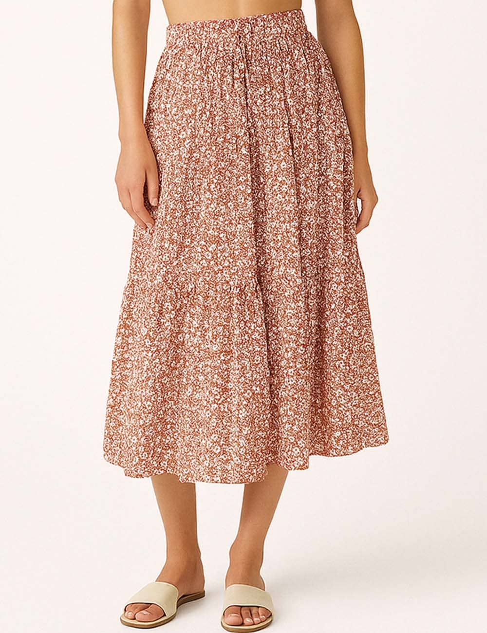 Sweetkama - Wholesale Skirt - Women's - Ladies Boho Elastic Waist Ruched Drawstring Skirt14