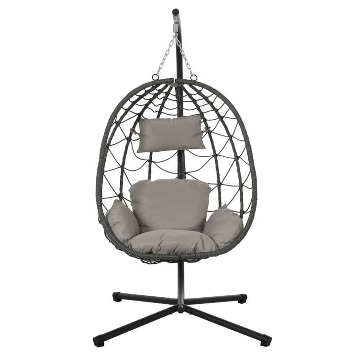 39F Inc. - Wholesale Egg Chair - Egg Chair with Stand, Indoor/Outdoor Swing Chair, Gray