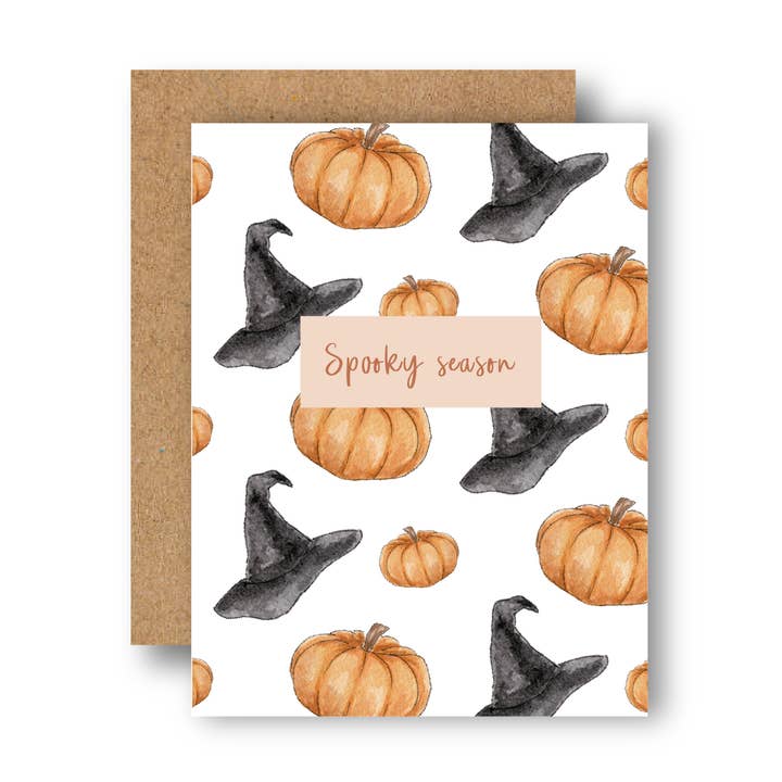 Spooky Season wenskaart - Halloween witch pumpkin fall voor wholesale door By Caroline Ann