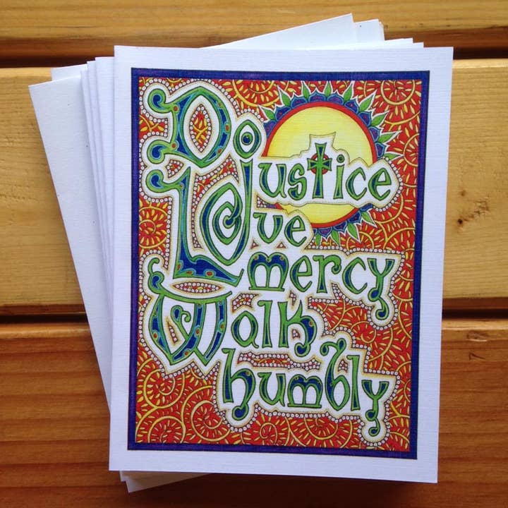 Do Justice, Love Mercy, Walk Humbly blank notecard for wholesale by Christi Sobel