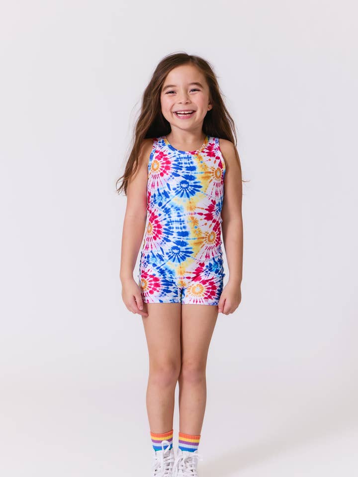 Leotardo brillante para niñas en estampado de estrellas tie-dye para venta al por mayor de Terez