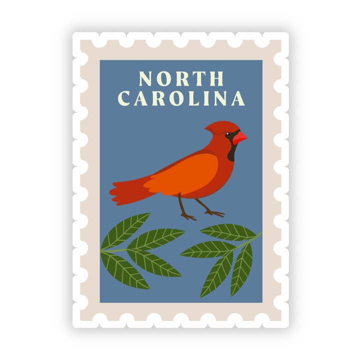 North Carolina State Bird Briefmarken-Stil Aufkleber, 2,5 Zoll (Kopie) für den Großhandel von Jessica Holly Creative