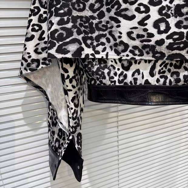 Productseeker – Engroshandel Motorcykeljakke - Dame – JK165Y Leopard Patch Faux Croc Læder Street Style Jakke4