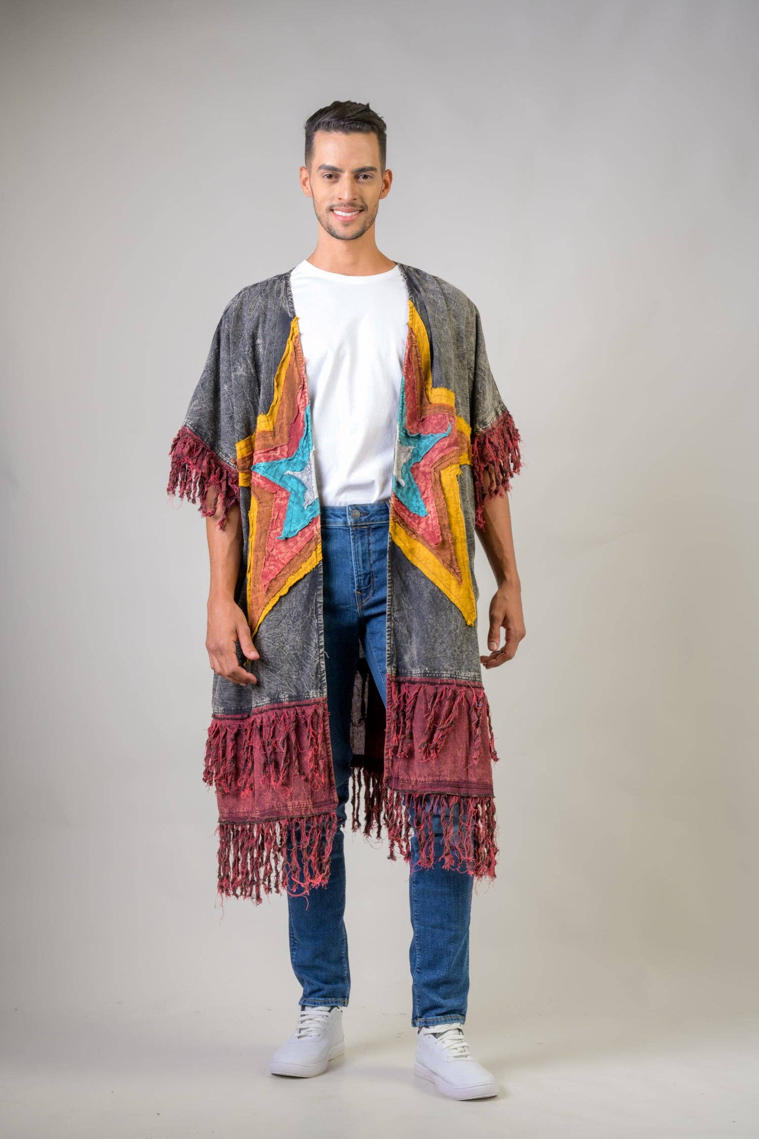 Rhea – Großhandel Kimono – Damen – Rhea Baumwollfransen-Duster, Baumwolle, Alltägliche Schichtung11