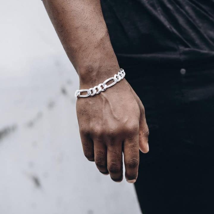 Sterling Silver diamantskuren Figaro kedja armband - 11,6 mm för wholesale av Apollis