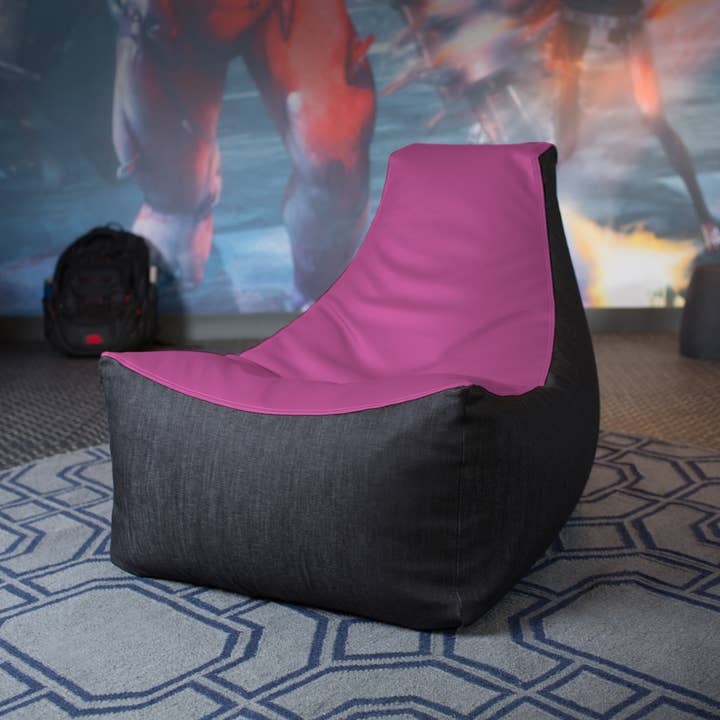 LuvU - Wholesale Chair - Jaxx Pixel Gamer Bean Bag Chair, Premium Vinyl / Dark Denim45