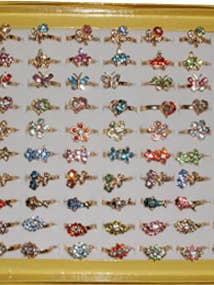 Crystal Design Rings-box of 100 Pc Asst for wholesale by Magic Touch Corp