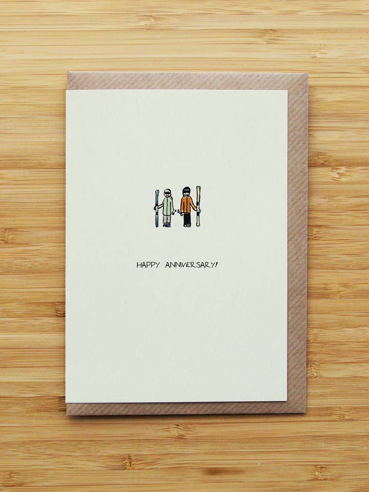 Anniversaire Ski Couple - Carte d'Amour Simple et Mignonne pour la vente par RossJDesigns