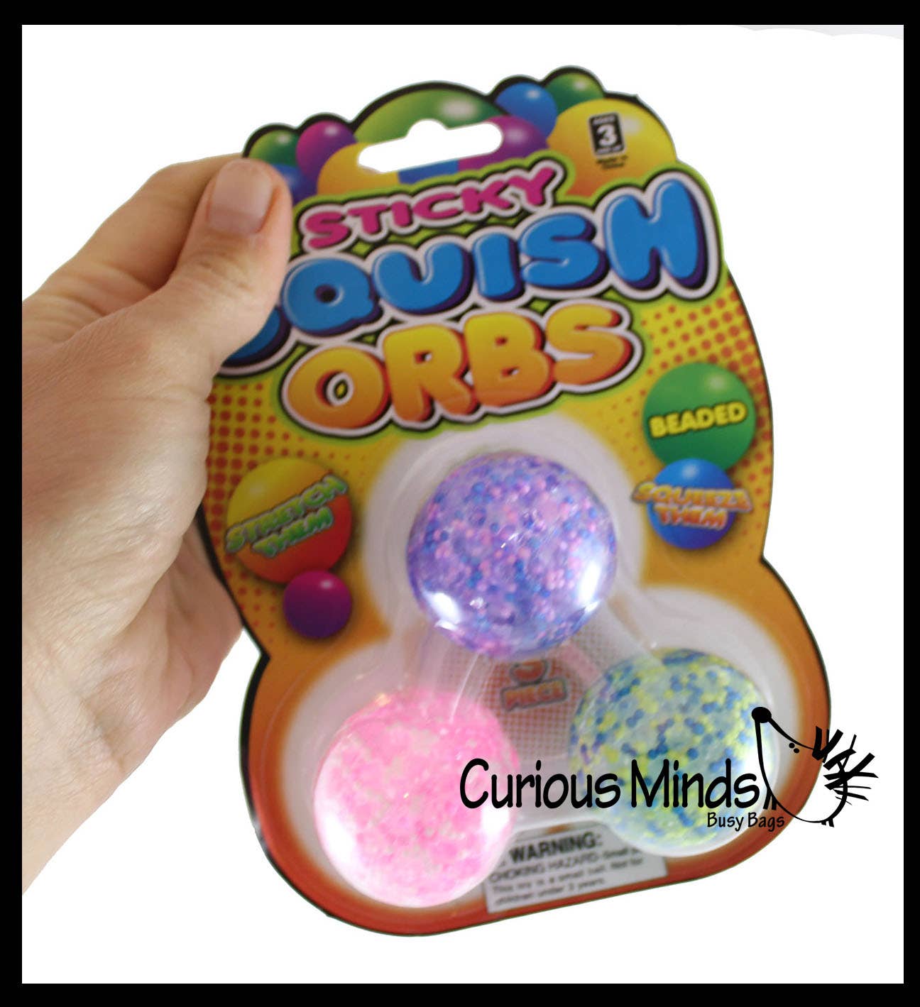 Curious Minds Toys - Wholesale Stress Relief Ball/Dough - 1 Pack of 3 Stress Balls -Small Amazing 1.5" Confetti Bead