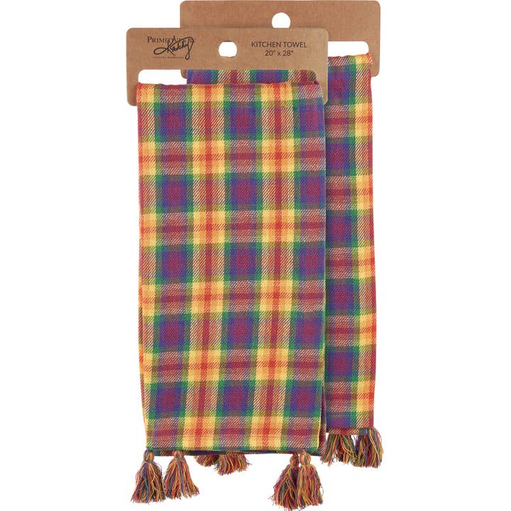Pride Plaid Kitchen Towel for wholesale by Primitives by Kathy