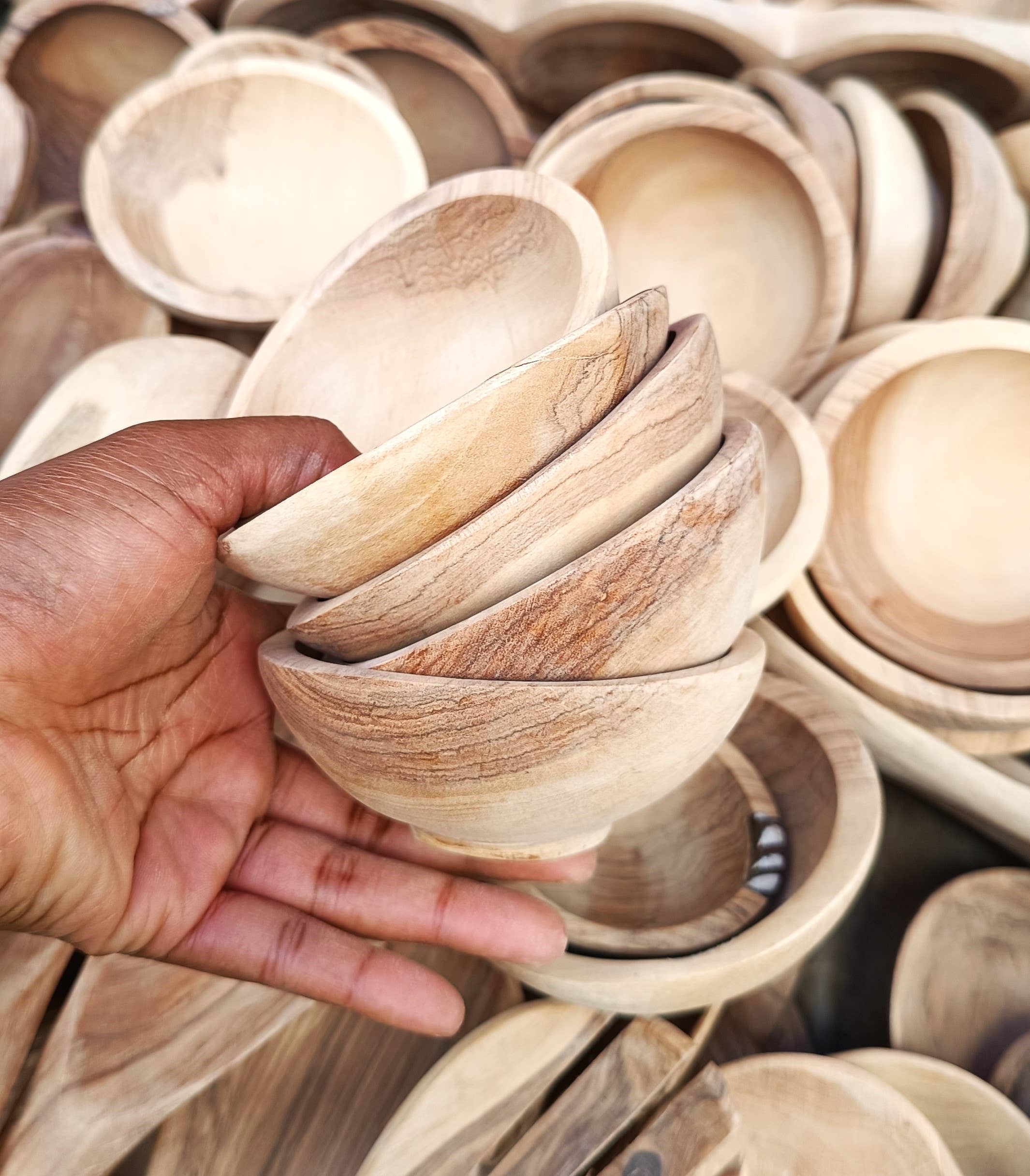 African Craft Collection - Wholesale Candle Holder - Small Wooden Candle Dough Bowl – Farm House Dough Bowl 3