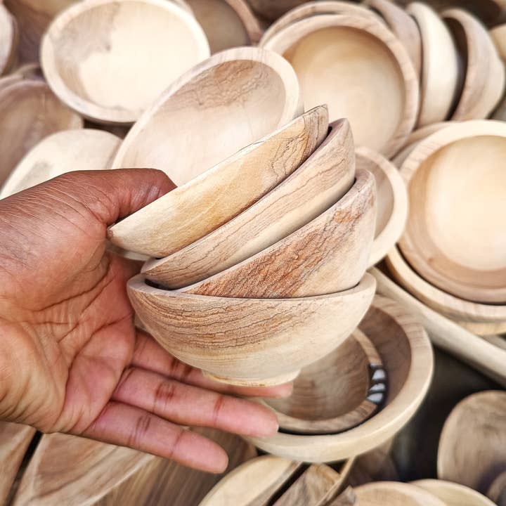 African Craft Collection - Wholesale Candle Holder - Small Wooden Candle Dough Bowl – Farm House Dough Bowl 3