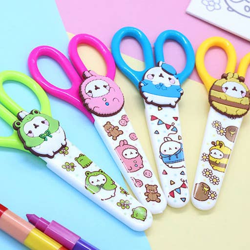 K-Wonderland - Wholesale Scissors - Molang Mascot Scissors with Safety Cover Cap 11