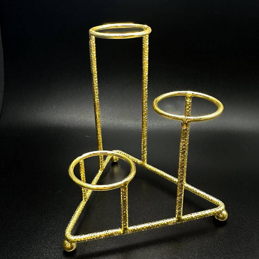The Crystal Tabby - Wholesale Decorative Tabletop Object - Three Tiered Stand in Gold 2