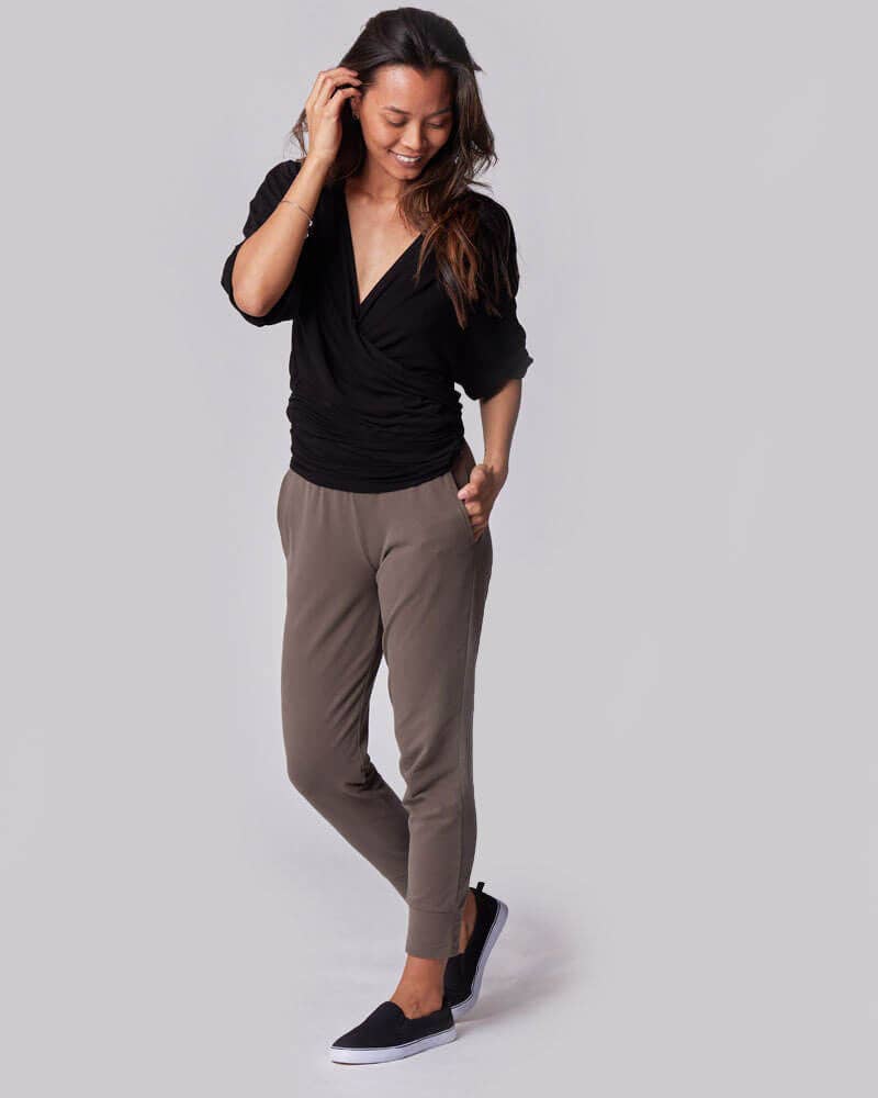 Nursing & Maternity Everywhere Long-Sleeve Wrap Blouse - Black for wholesale on Faire8