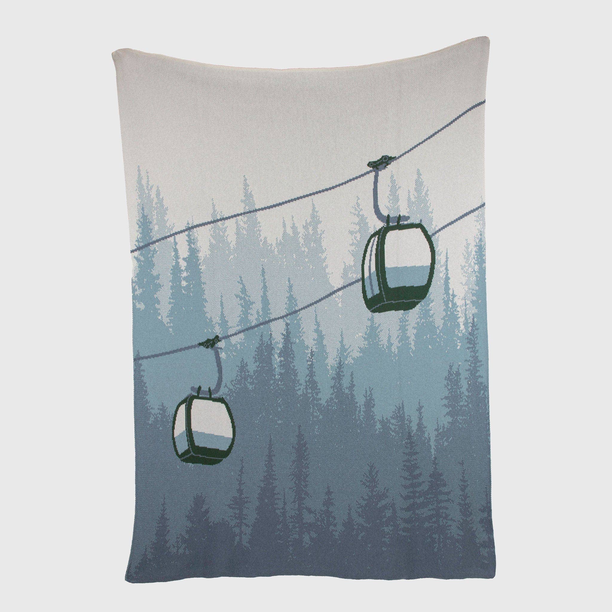 bleu Couverture en maille durable en coton | Cadeau de vacances d'hiver - Télésiège alpin en vente sur Faire1