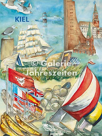 Kiel Collage Klappkarte für den Großhandel von Karen Utermann Galerie Jahreszeiten