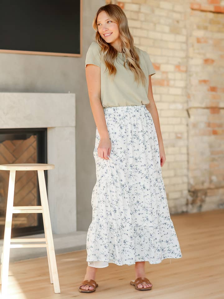 Inherit Clothing Company - Wholesale Skirt - Women's - Lynn Tiered Peasant Maxi Skirt Purple Floral