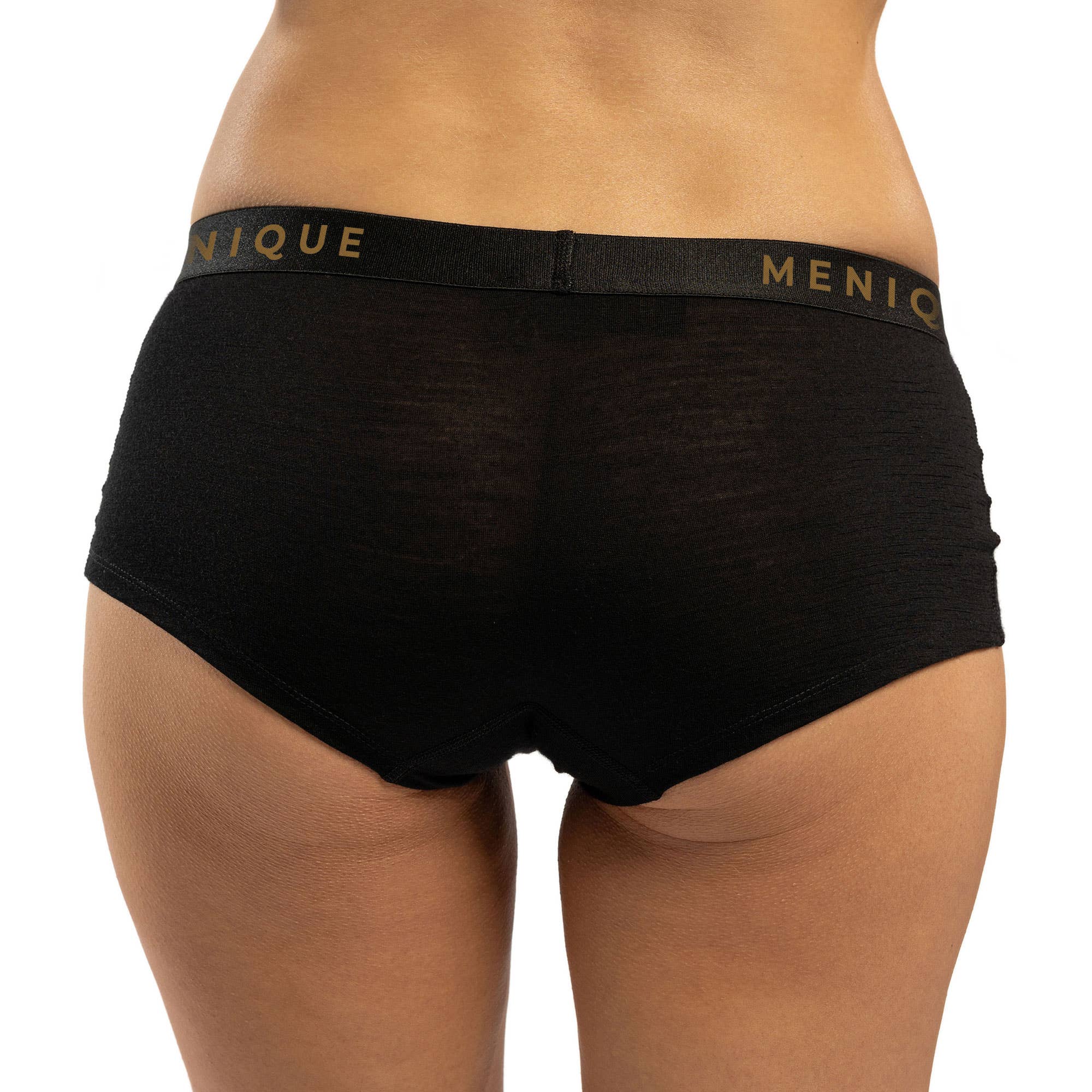 menique – Roupa interior - Mulher por atacado – Calções Boxer Pretas de Lã Merino com Cobertura Total para Mulher16