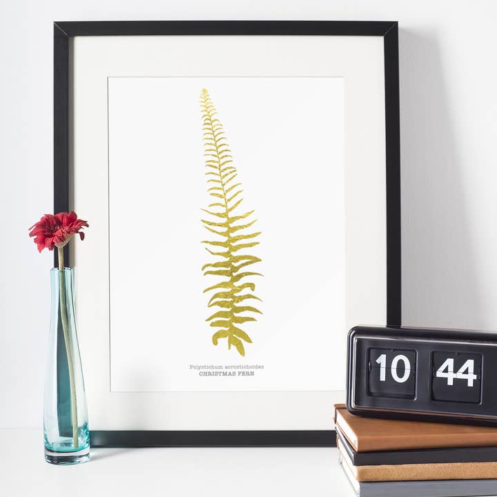 Guldfolie Jul Fern Print for engroshandel hos Ren Butler Design