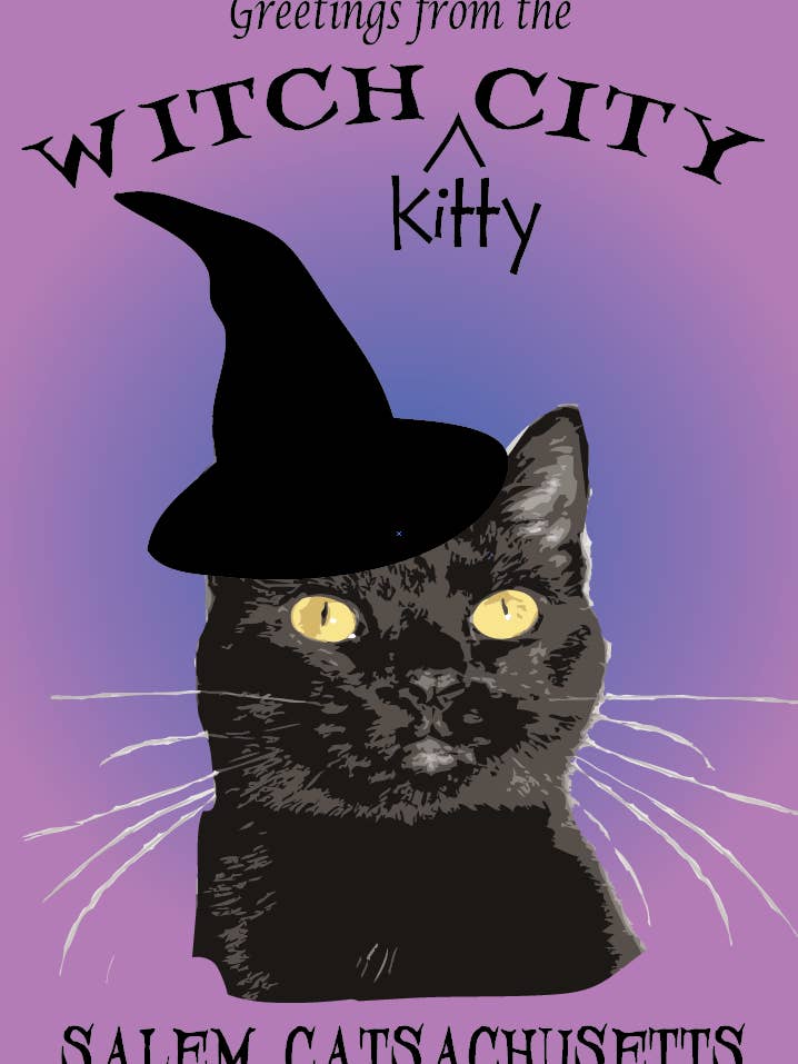 Witch Kitty City Postcard for wholesale by Notso Kitty