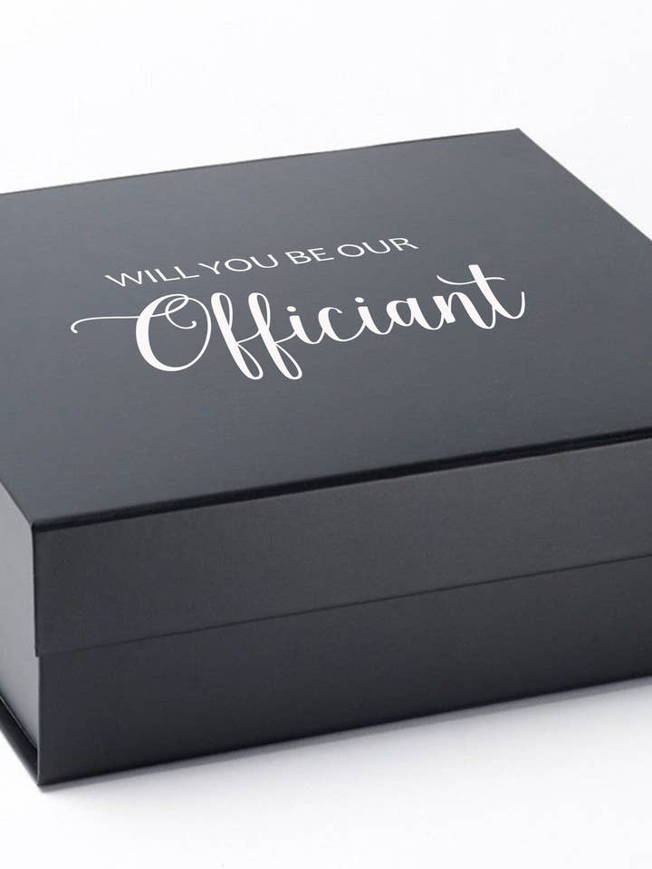 Wil jij onze ambtenaar zijn? Voorstel doos zwart - Geen rand - Geen lint voor wholesale door tshirt unlimited