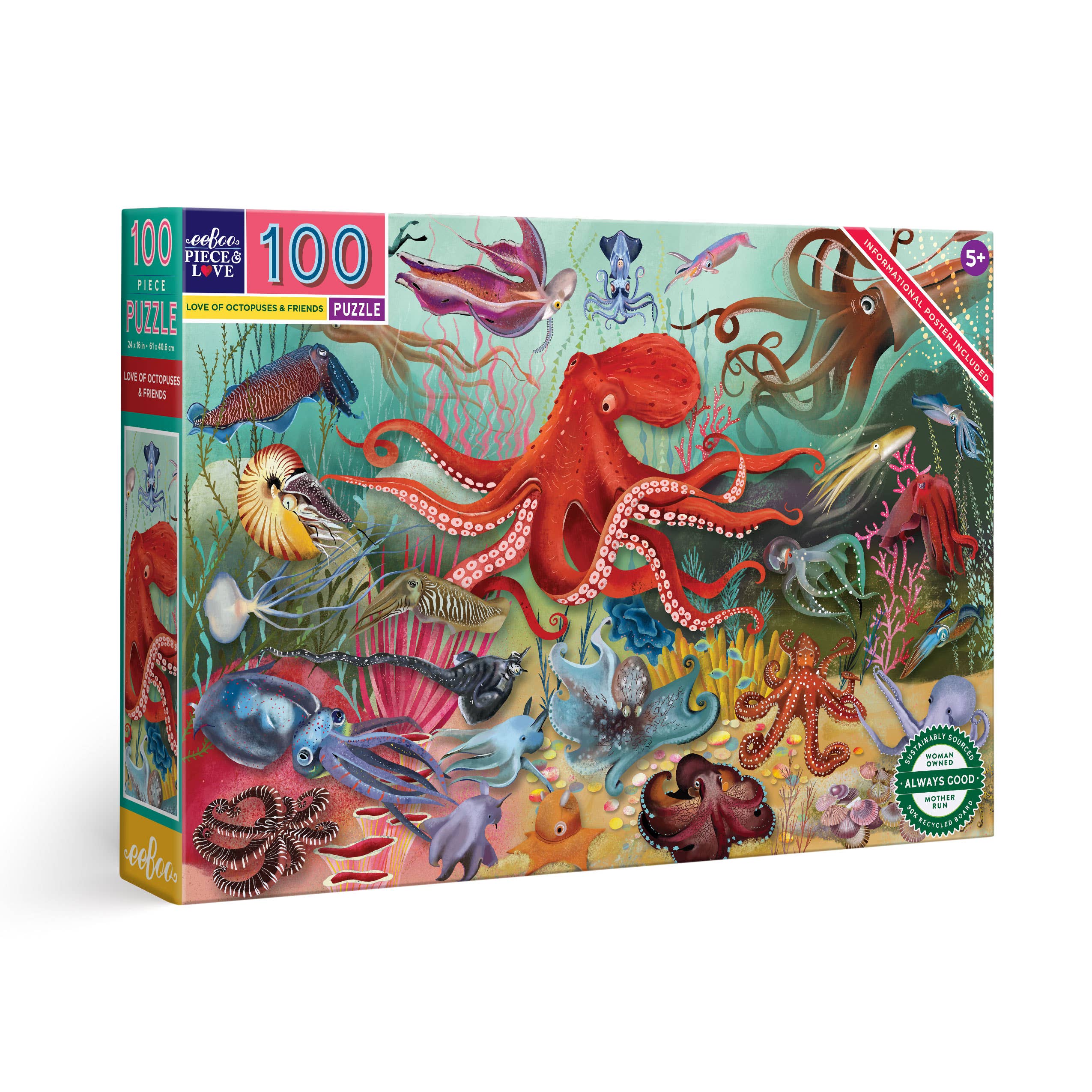 eeBoo - Wholesale Puzzle - Adult - Love of Octopuses & Friends 100 Piece Puzzle