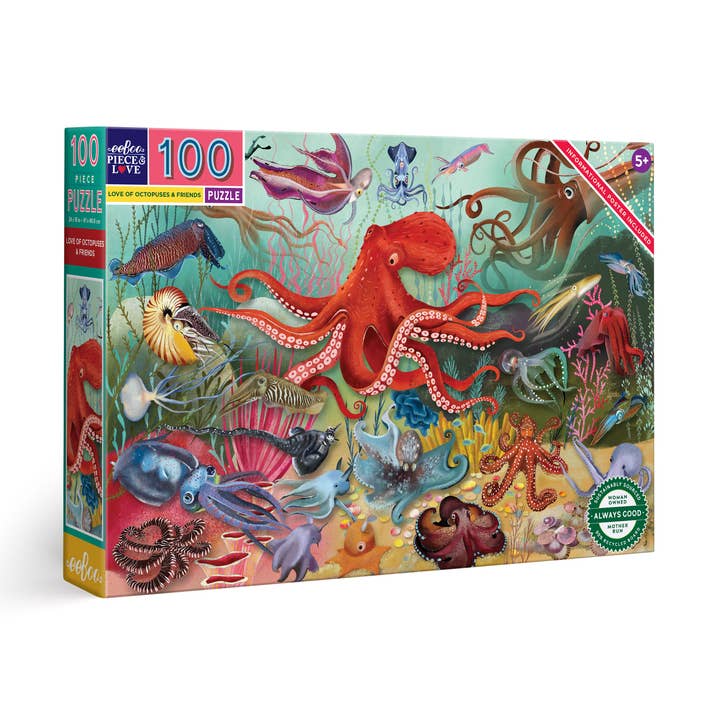 Love of Octopuses & Friends 100 Piece Puzzle for wholesale by eeBoo