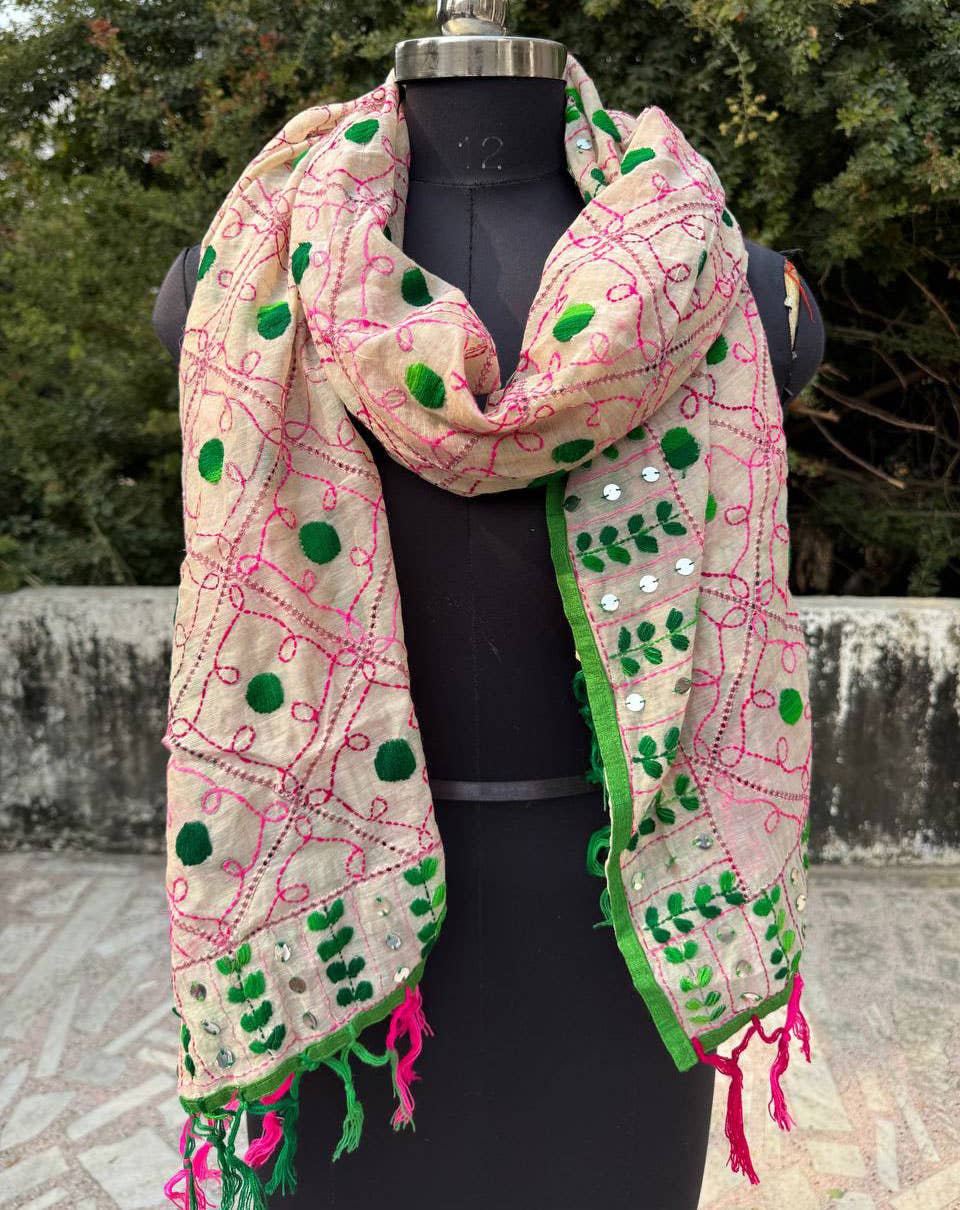 bhavnas boutique - Wholesale Wrap - Women's - Wrap Scarf Fancy Dupatta Floral Embroidery Phulkari Dupatta