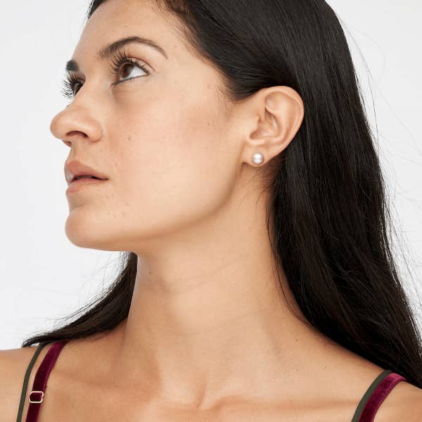 Vayo Pearls – wholesale Stud/post earrings – Freshwater Purple Pearl Freemantle Stud Earrings 8-9 mm AAA1