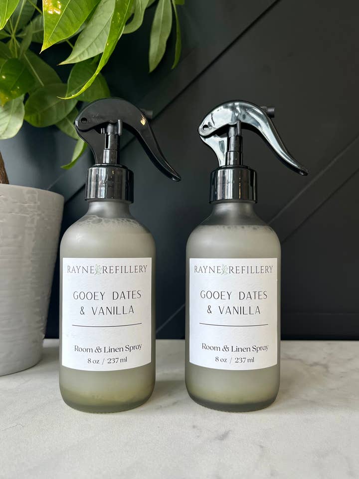 Room & Linen Spray - Gooey Dates Warm Caramel Vanilla Scent for wholesale by Rayne Refillery