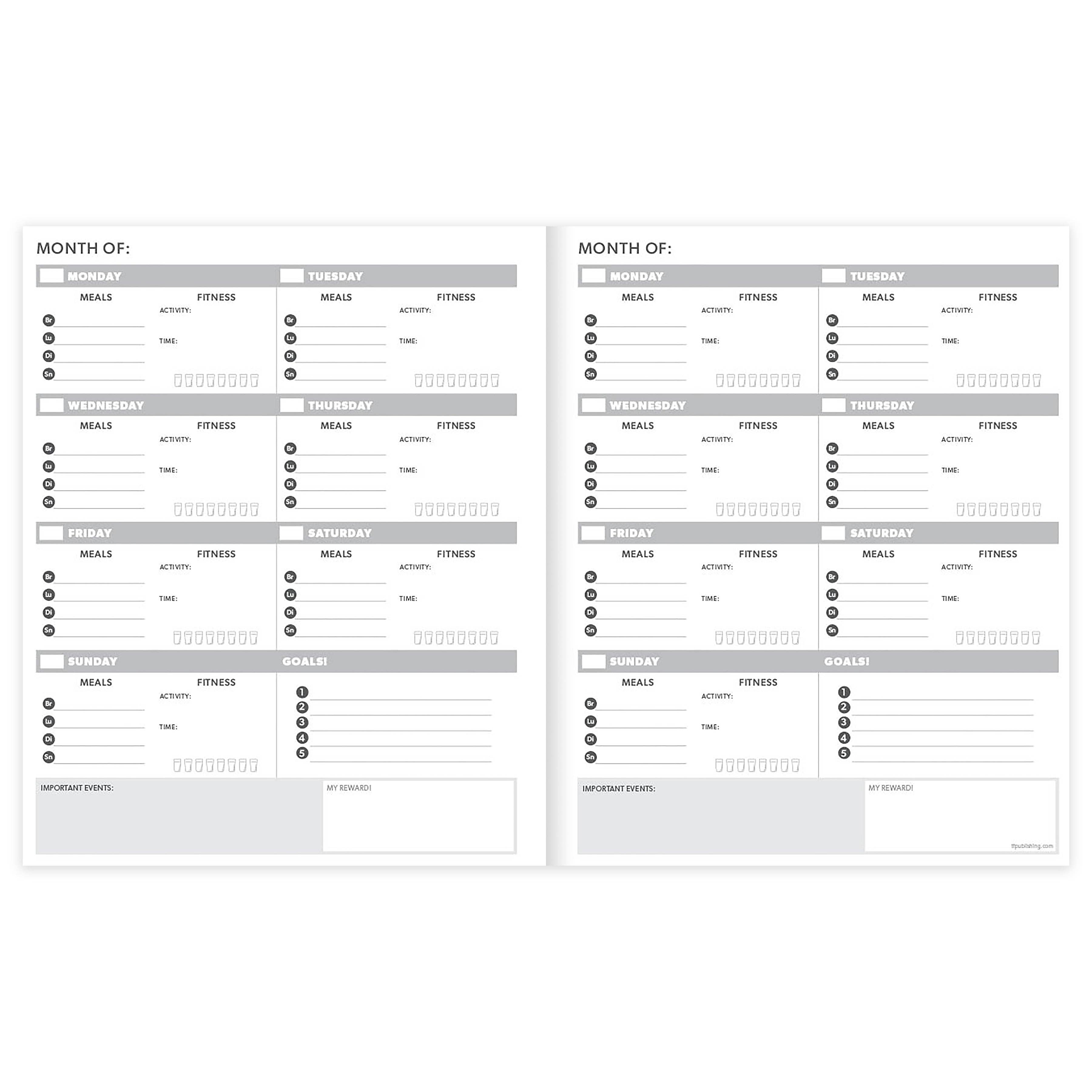 TF Publishing - Paper Goods - Wholesale Calendar - Food & Fitness Wellness Planner2