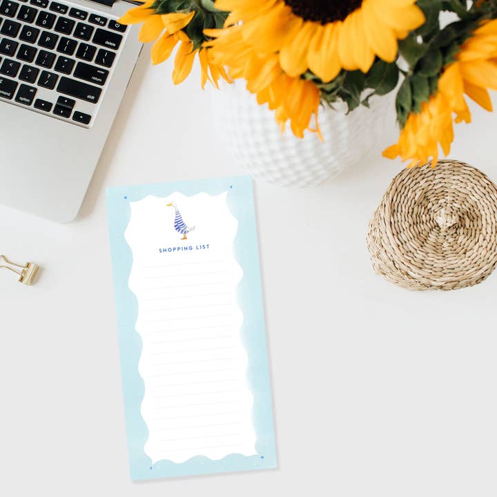 Blocco note per lista della spesa Duck per la vendita all'ingrosso da parte di Little Fish Stationery