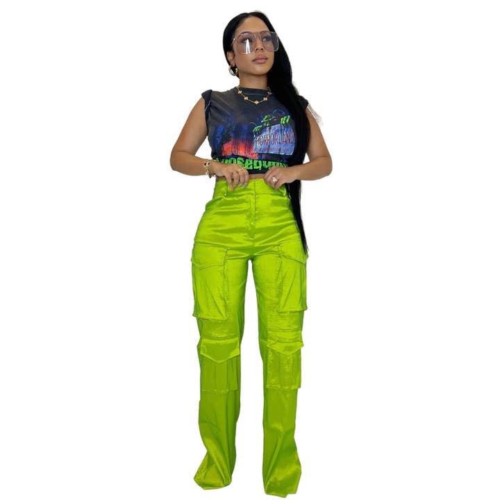 MB Fashion Wholesale - Wholesale Pants - Women's - MB FASHION High-Waisted Cargo Pants with Pockets 0617LY22