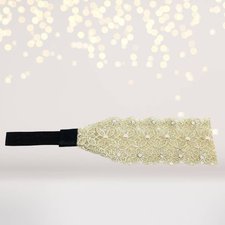 Rustic Lace, Pearl and Stone Headband for wholesale by Chicky Chicky Bling Bling