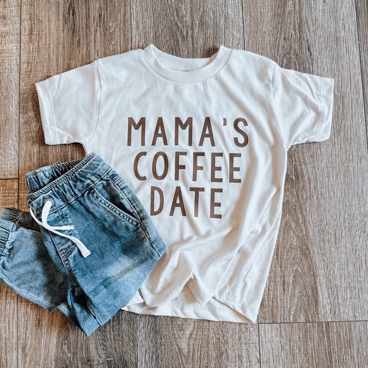 AK CLOTHING COMPANY, LLC - Wholesale Screen Printed T-Shirt - Kids - Mama's coffee date-Espresso
