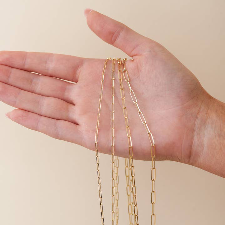 10k Gold Paperclip Chain Necklace for wholesale on Faire