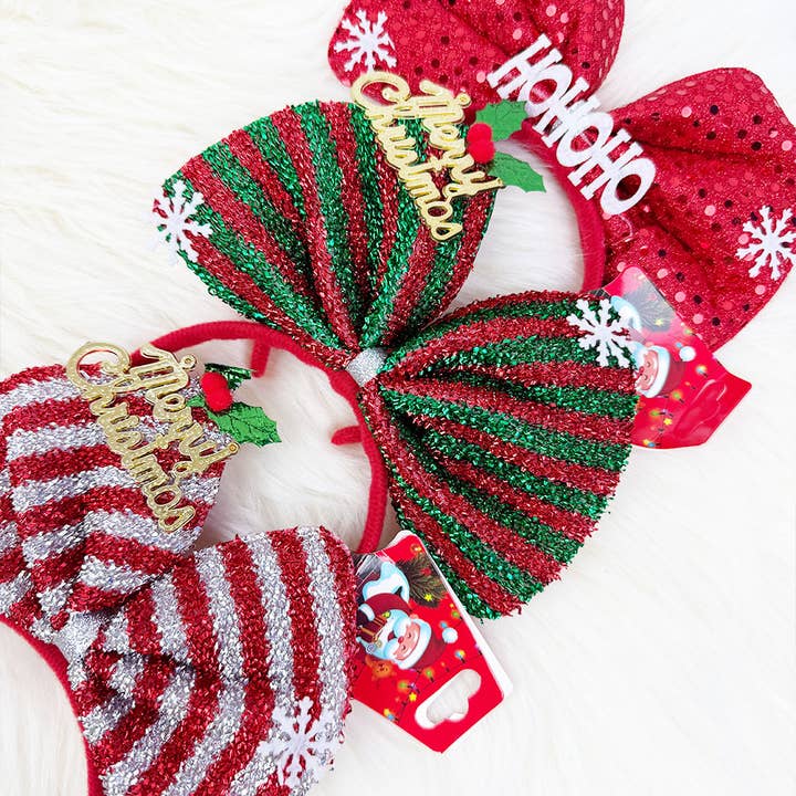 MIX COLOR Decorated Bow Christmas Headband for wholesale on Faire3